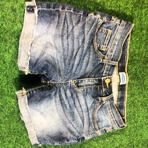 Old navy shorts women’s 26W blue denim cuffed distressed raw hem jean